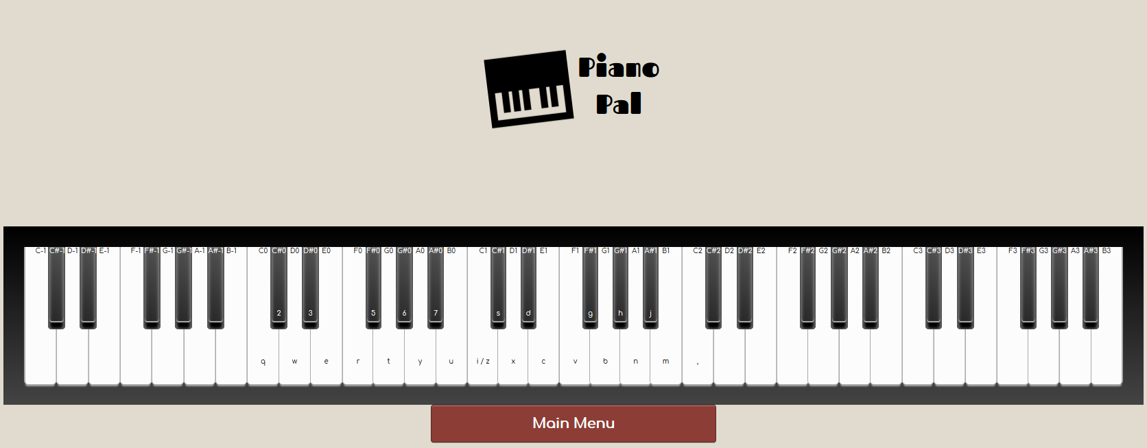 PianoPal keyboard
